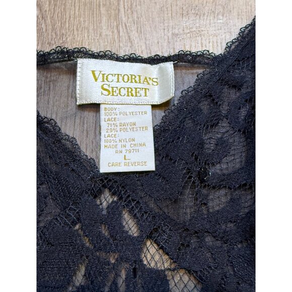90s Victorias Secret Gold Label Black Lace Cami L - Picture 5 of 6